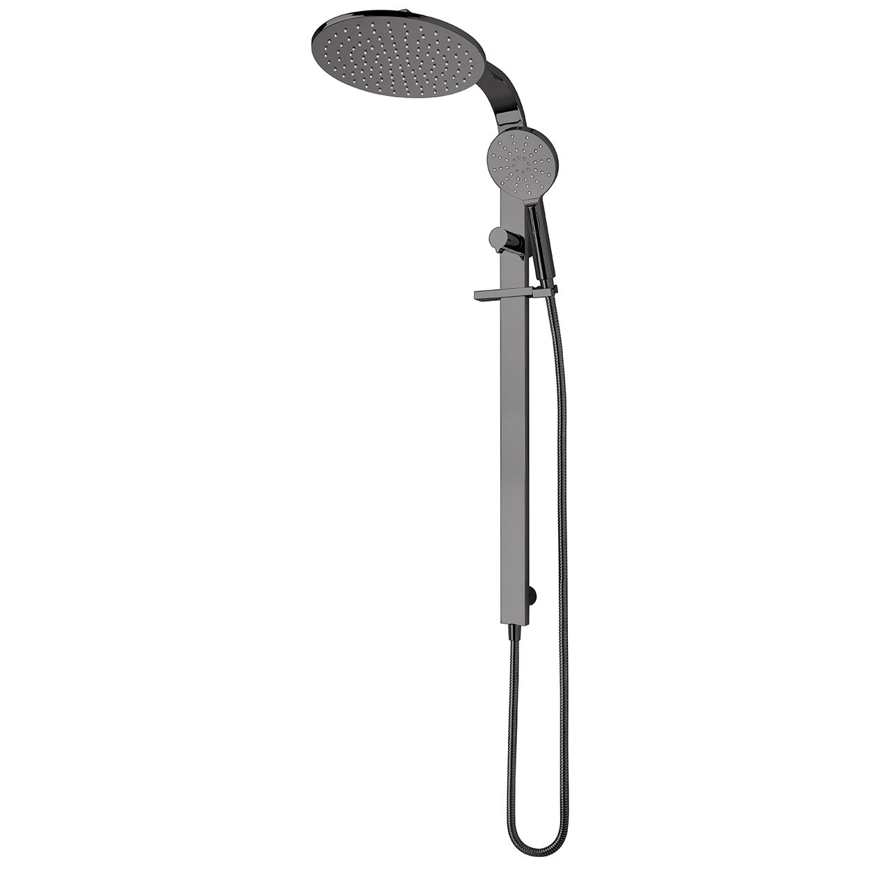Eclipse Round Double Head Shower Mirrored Black